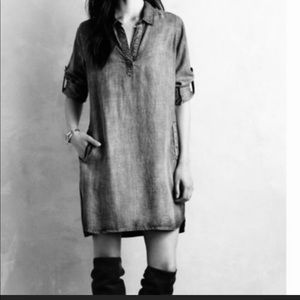 Anthropologie/ Cloth & Stone Gray Chambray Long Sleeve Shirt Dress